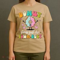 Groovy Donut Stress Do Your Best Teacher Test Day T-Shirt thumb 4