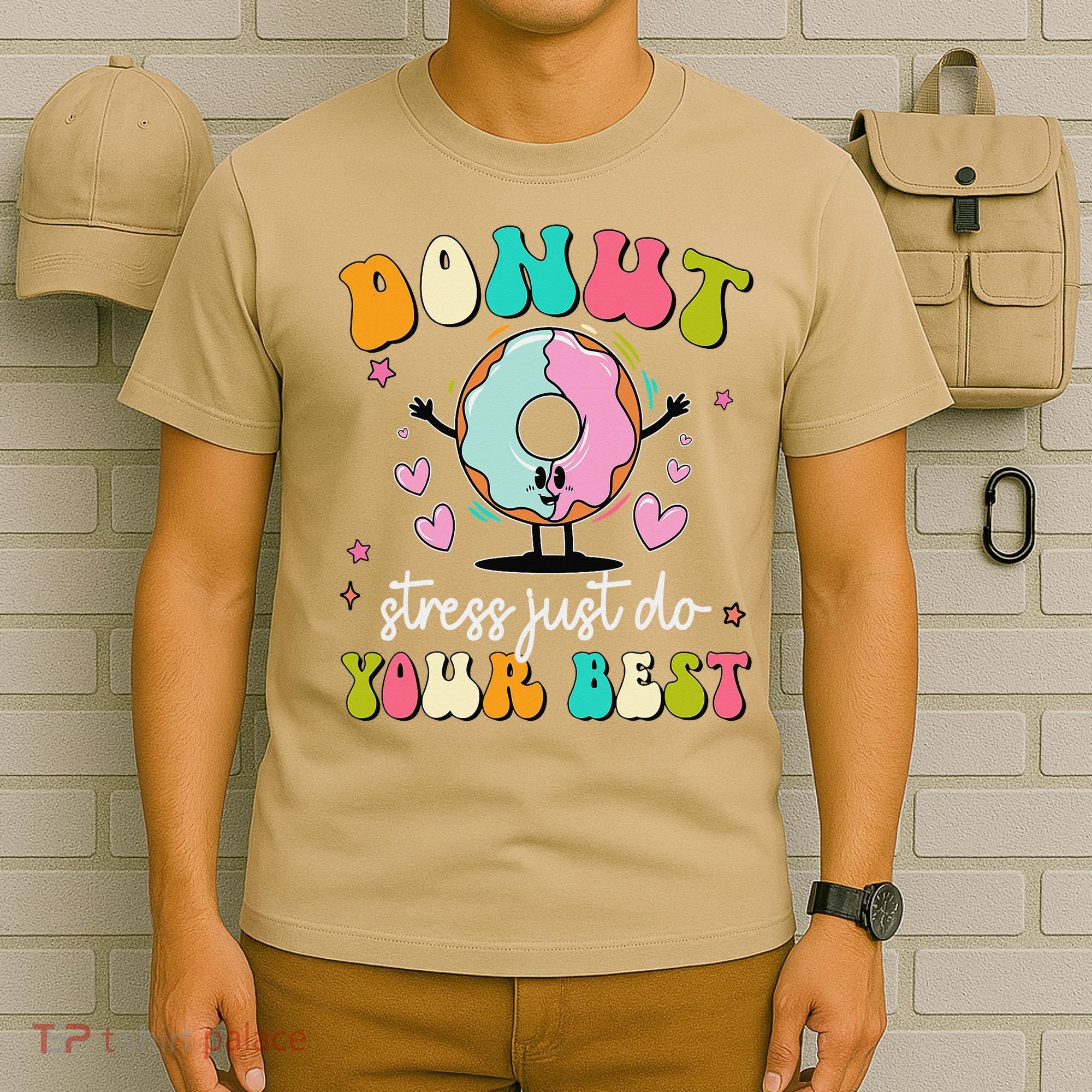 Groovy Donut Stress Do Your Best Teacher Test Day T-Shirt