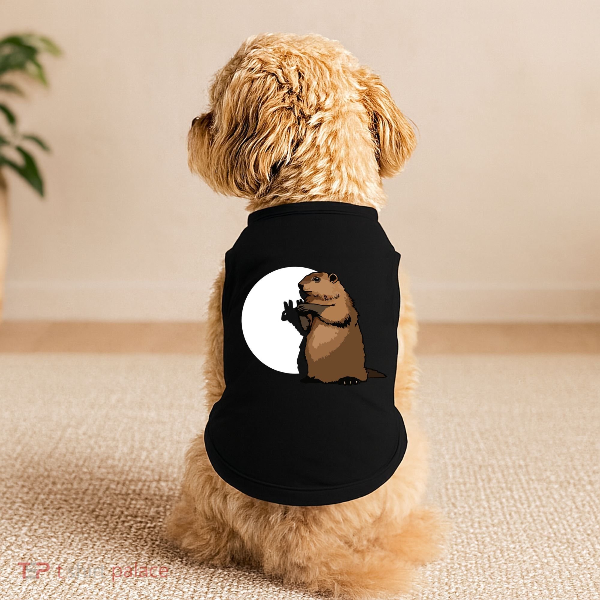 Groundhog Day Shadow Puppet Funny Gift Doggie Tank
