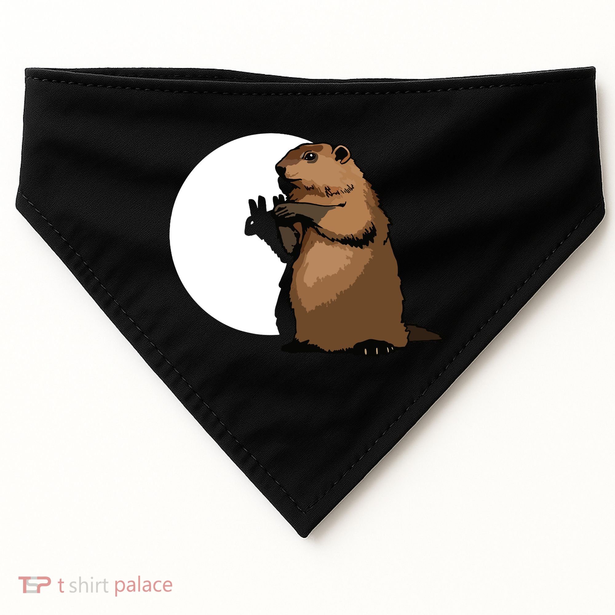 Groundhog Day Shadow Puppet Funny Gift USA-Made Doggie Bandana