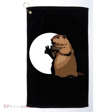 Groundhog Day Shadow Puppet Funny Gift Golf Towel