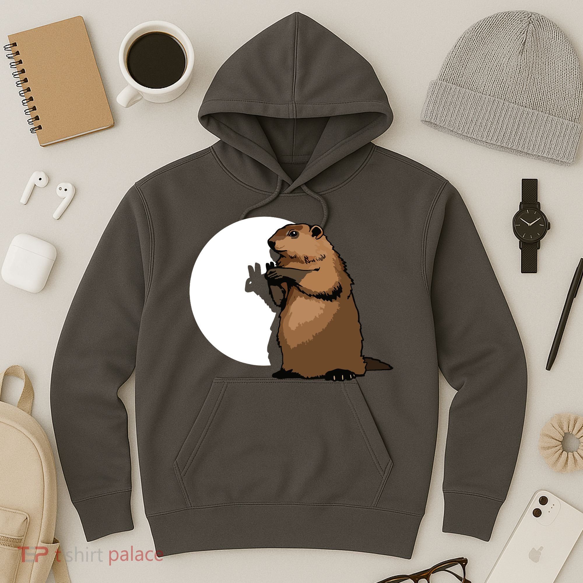 Groundhog Day Shadow Puppet Funny Gift Hoodie