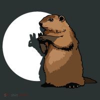Groundhog Day Shadow Puppet Funny Gift Button thumb 1
