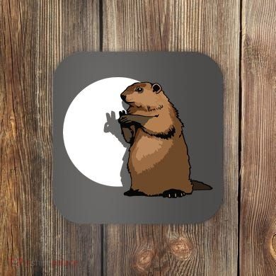 Groundhog Day Shadow Puppet Funny Gift Coaster