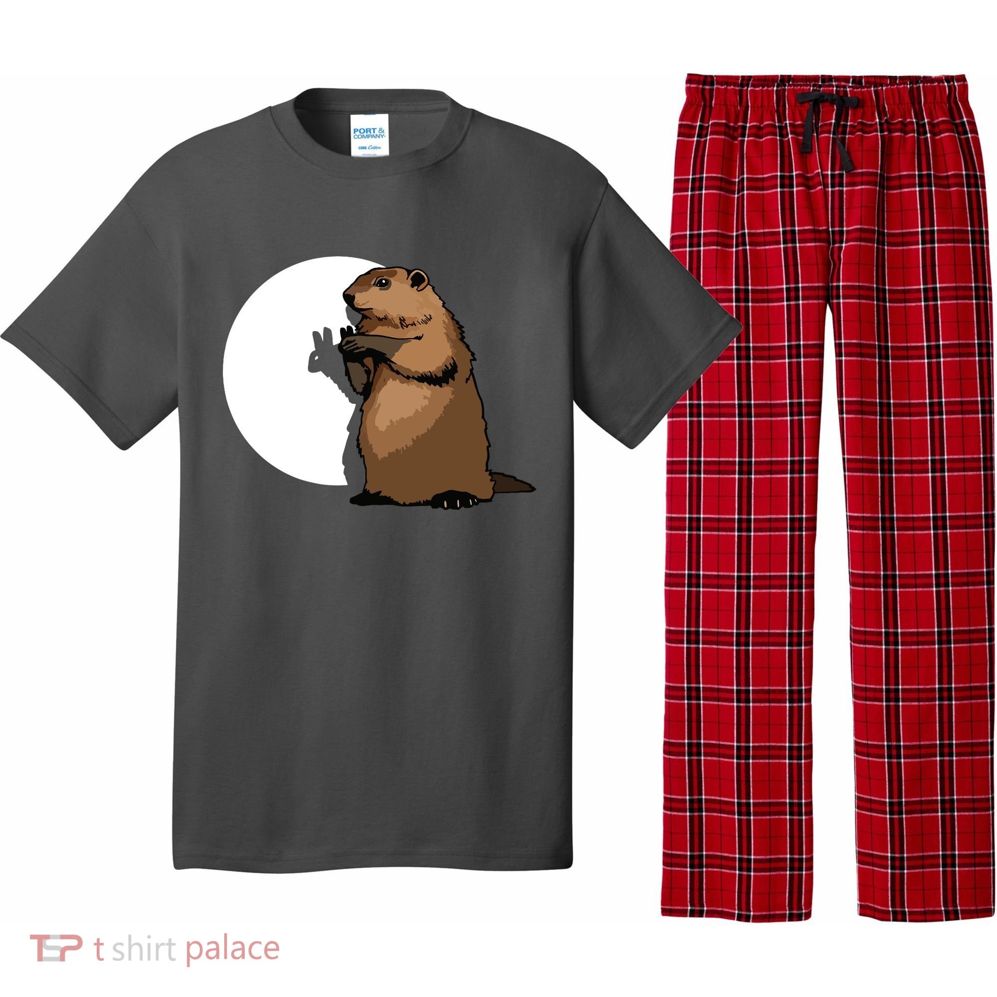 Groundhog Day Shadow Puppet Funny Gift Pajama Set