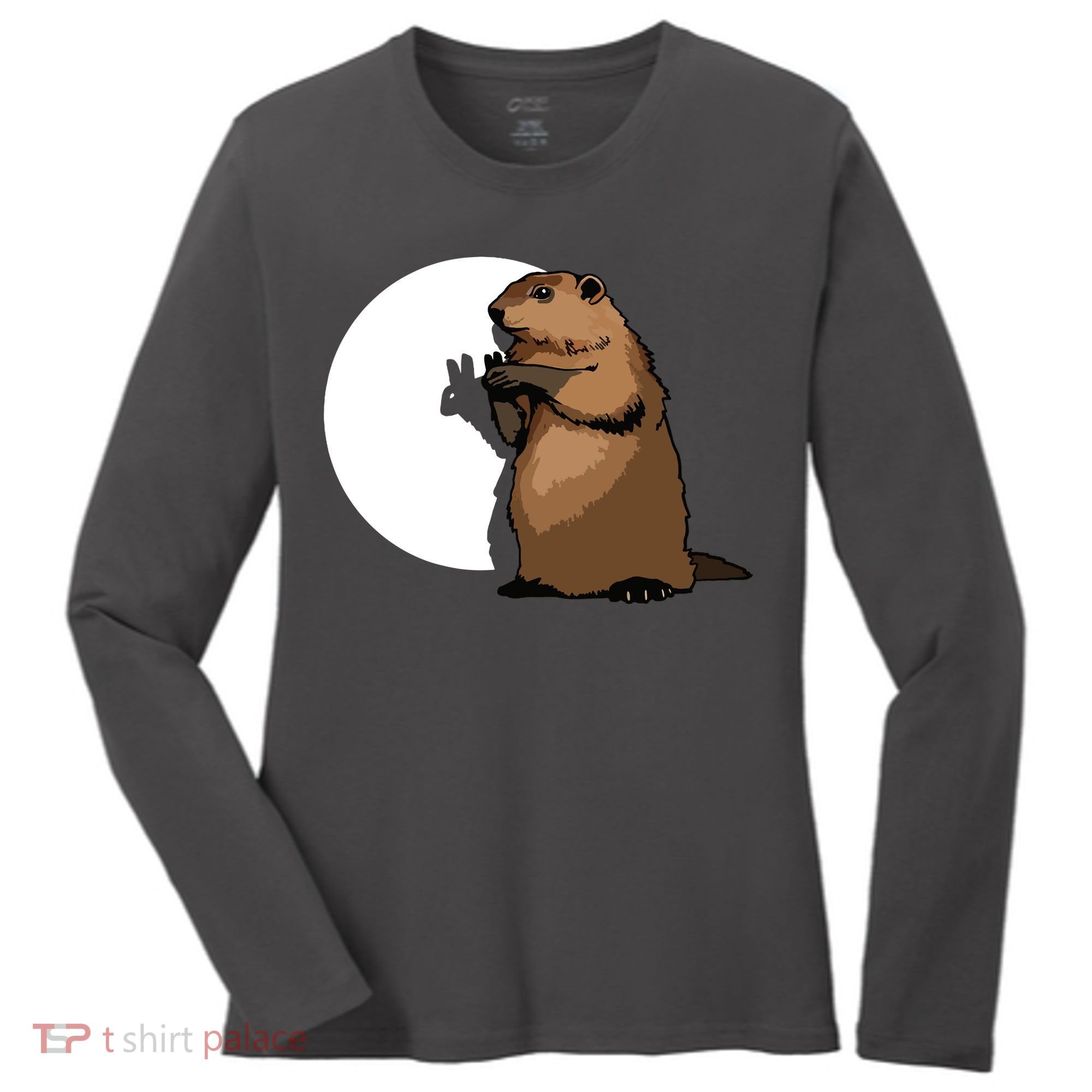 Groundhog Day Shadow Puppet Funny Gift Women's Long Sleeve Shirt