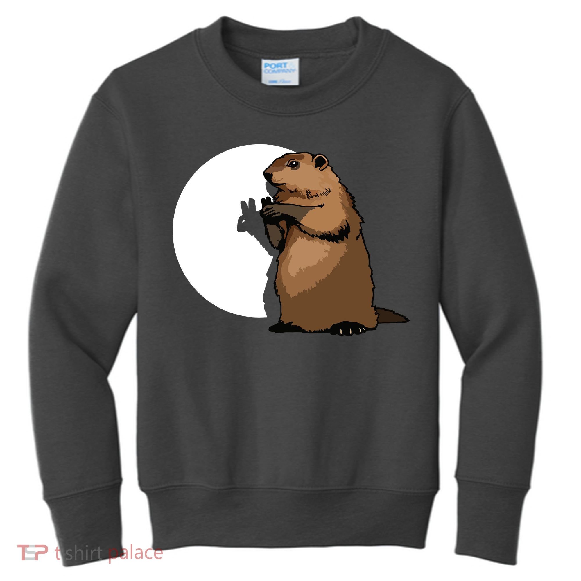 Groundhog Day Shadow Puppet Funny Gift Kids Sweatshirt