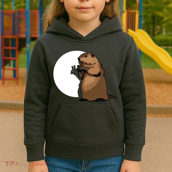 Groundhog Day Shadow Puppet Funny Gift Kids Hoodie