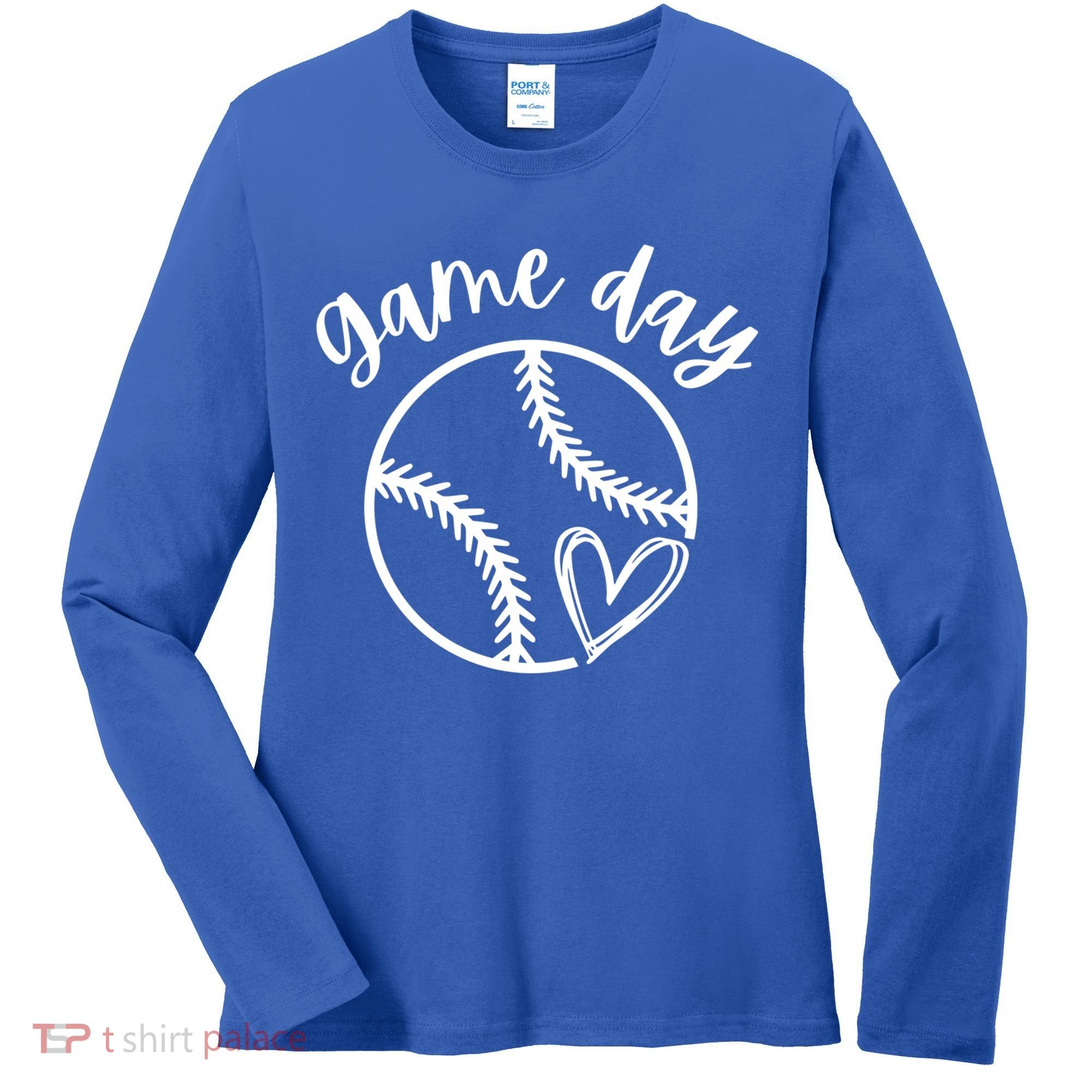 Game Day Softball Heart Love S Or Baseball Great Gift Women's Long Sleeve Shirt