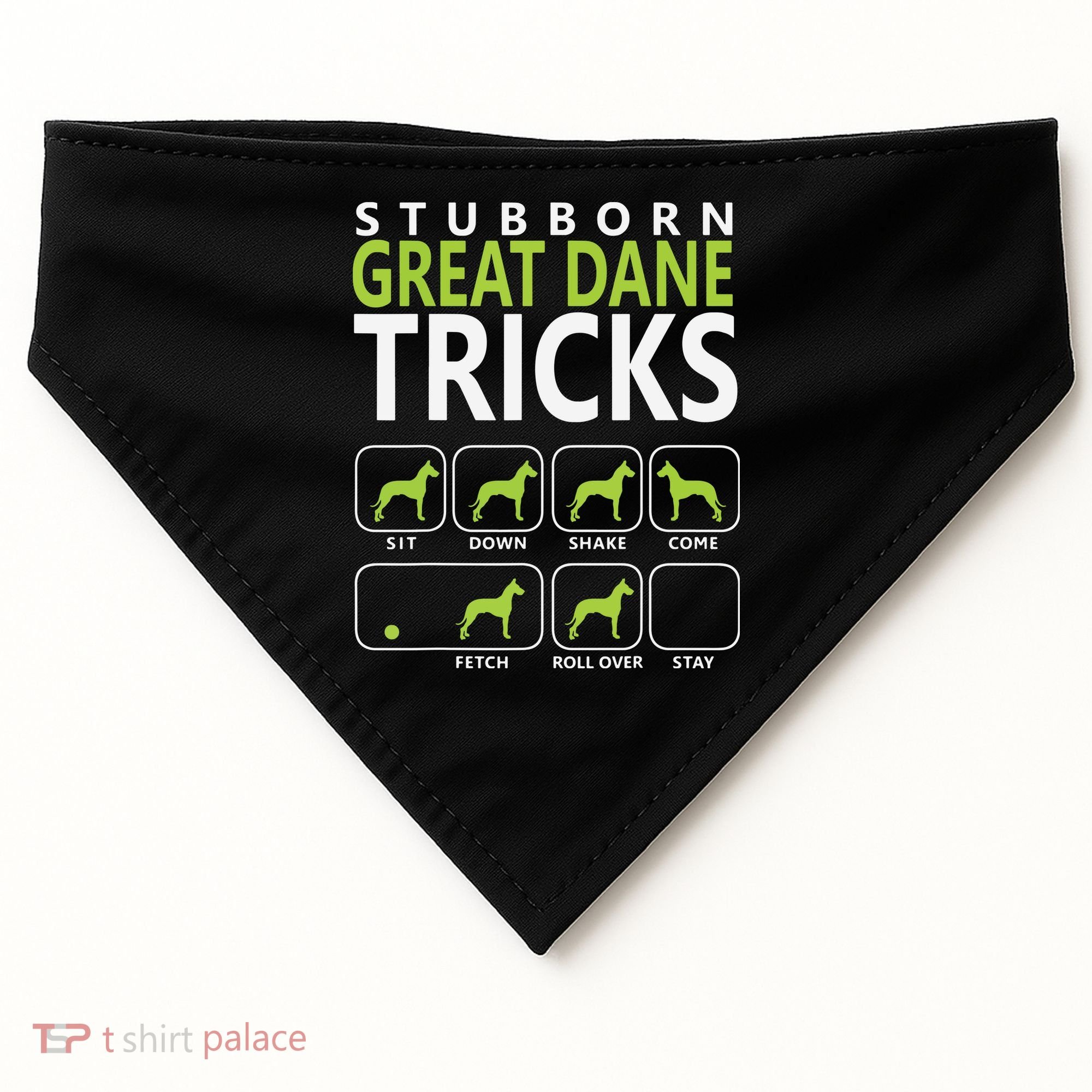 Great Dane Shirts Stubborn Great Dane Tricks Dog USA-Made Doggie Bandana