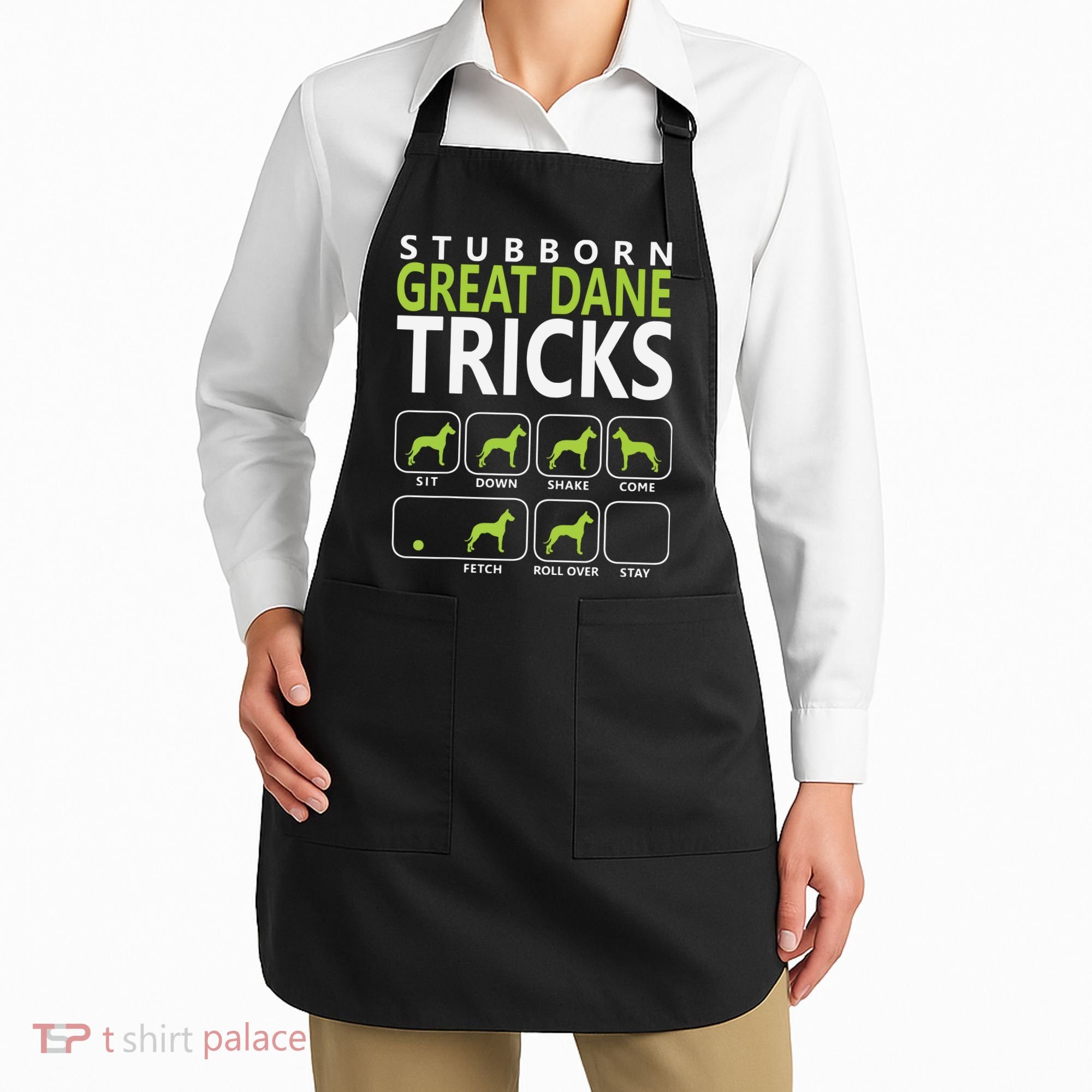 Great Dane Shirts Stubborn Great Dane Tricks Dog Apron