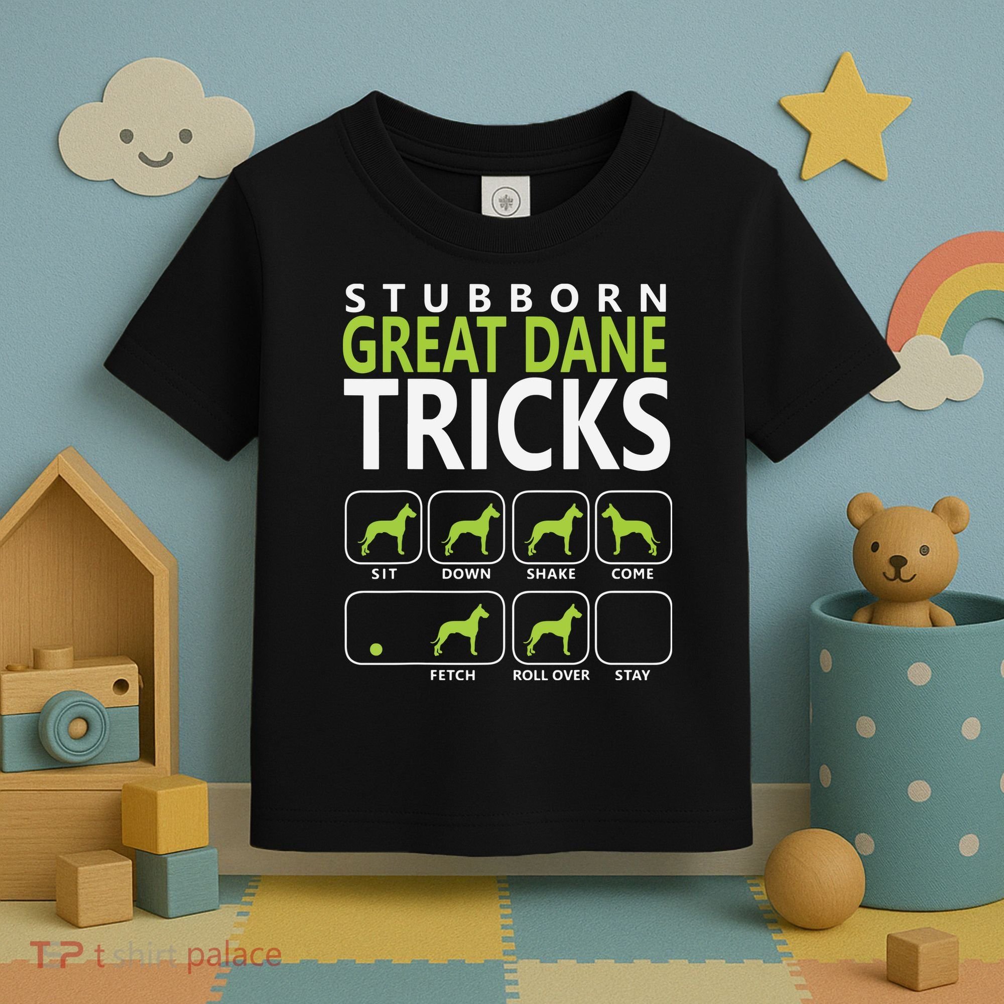 Great Dane Shirts Stubborn Great Dane Tricks Dog Toddler T-Shirt