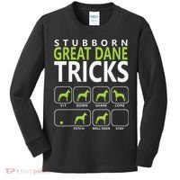 Great Dane Shirts Stubborn Great Dane Tricks Dog Kids Long Sleeve Shirt thumb 0