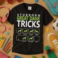Great Dane Shirts Stubborn Great Dane Tricks Dog Kids T-Shirt thumb 3