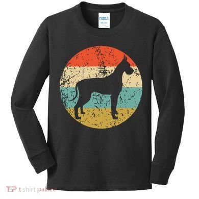 Great Dane Shirts Vintage Retro Great Dane Dog Kids Long Sleeve Shirt