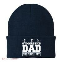 Gymnastics Dad She Flips I Pay Gymnastics Dad Gifts Beanie thumb 0
