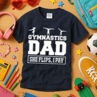 Gymnastics Dad She Flips I Pay Gymnastics Dad Gifts Kids T-Shirt thumb 3