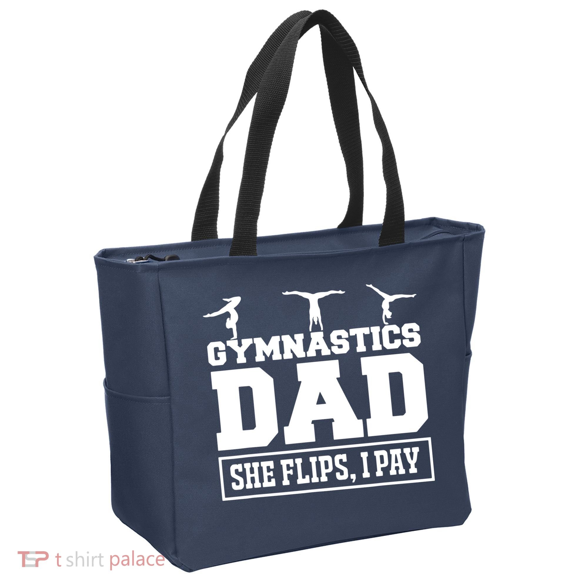 Gymnastics Dad She Flips I Pay Gymnastics Dad Gifts Tote Bag