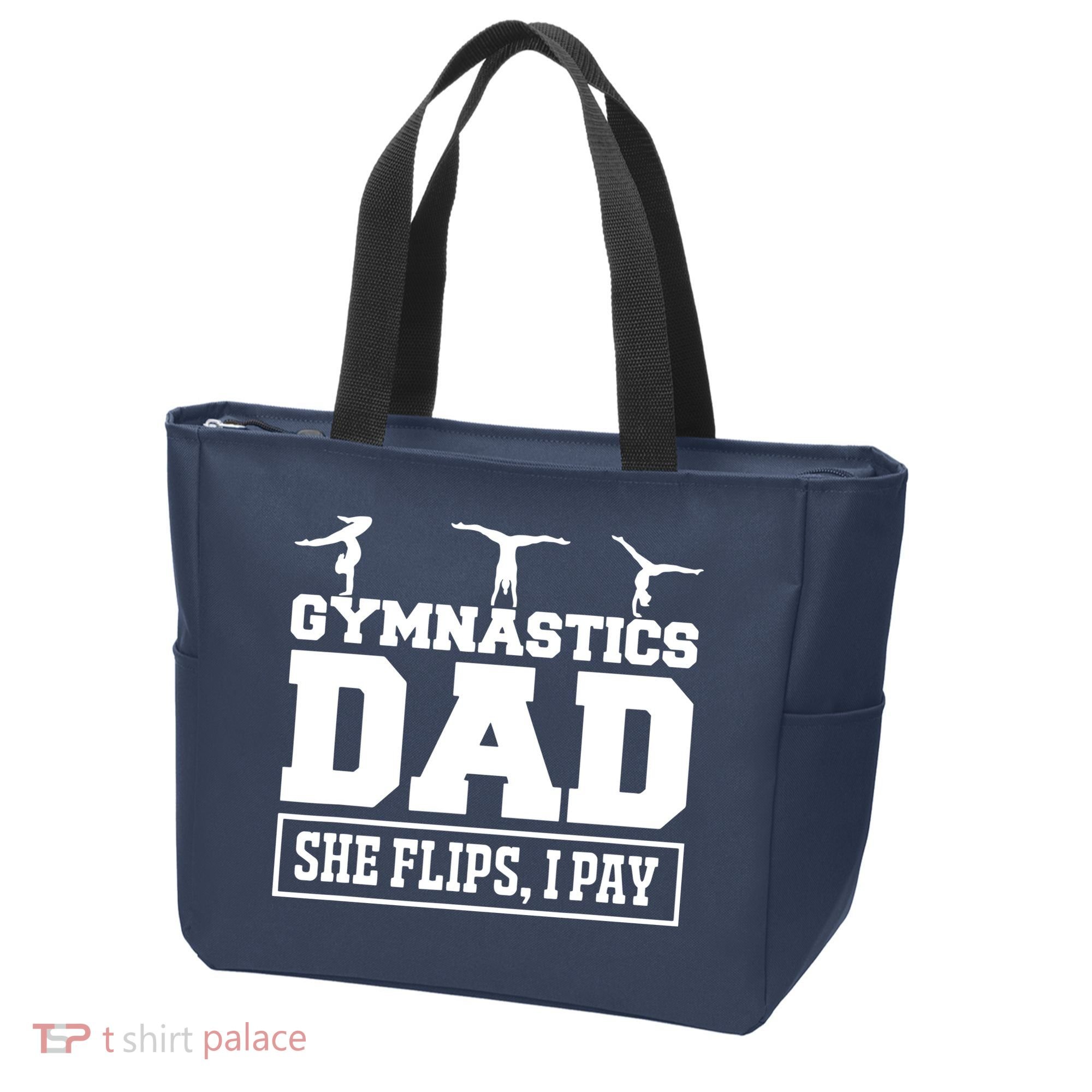 Gymnastics Dad She Flips I Pay Gymnastics Dad Gifts Tote Bag