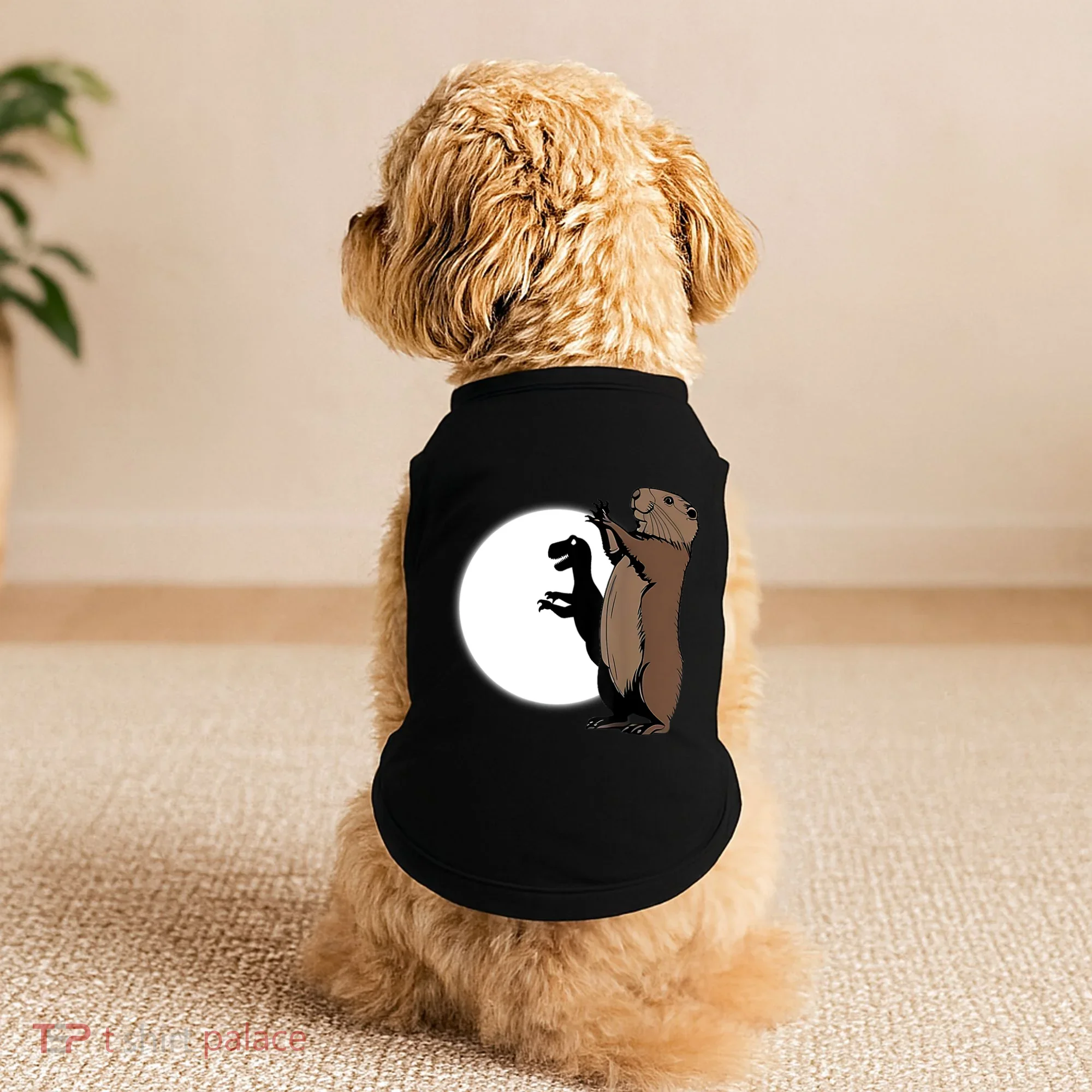 GroundhogS Dinosaur Shadow Puppet Funny Groundhog Day Doggie Tank