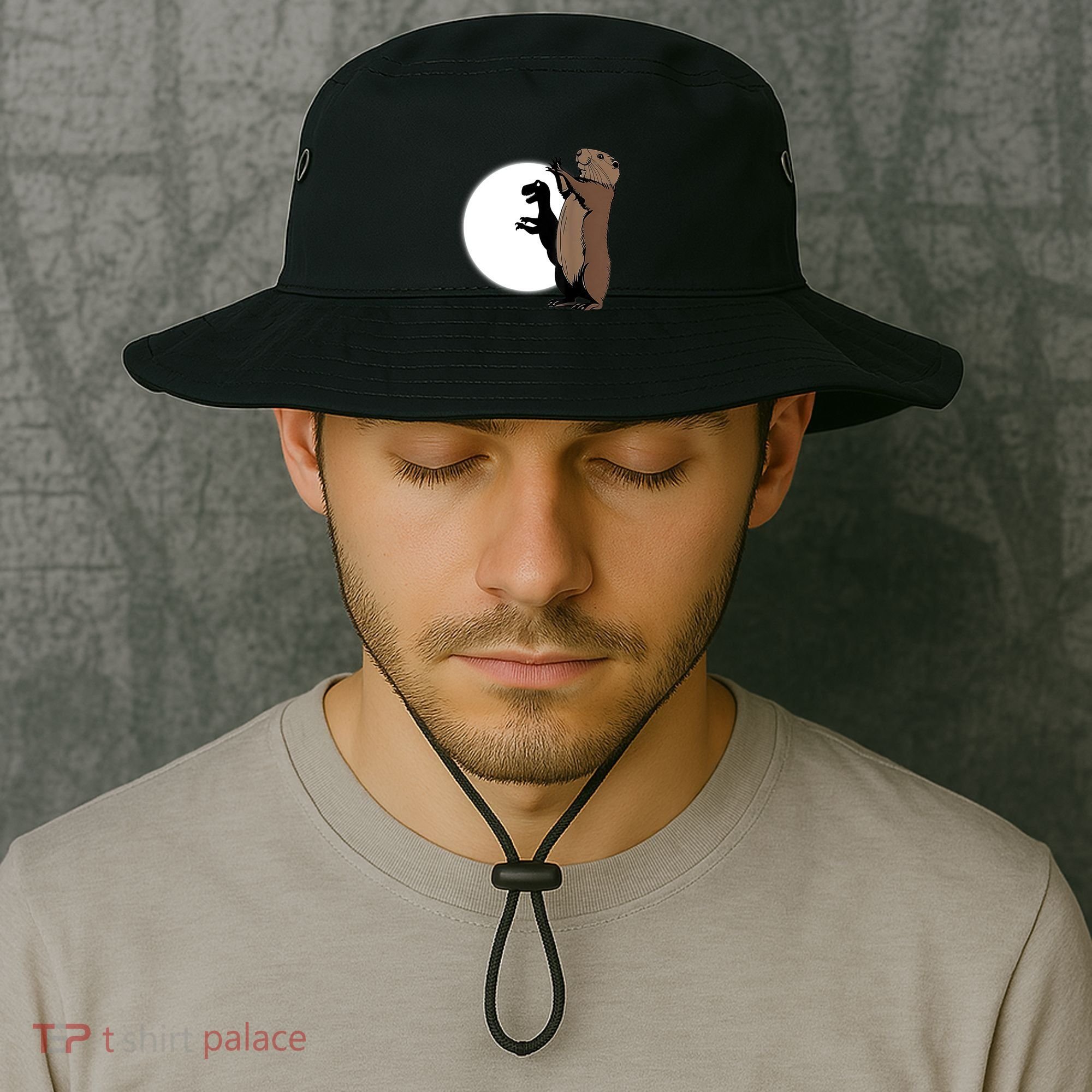 GroundhogS Dinosaur Shadow Puppet Funny Groundhog Day Bucket Hat
