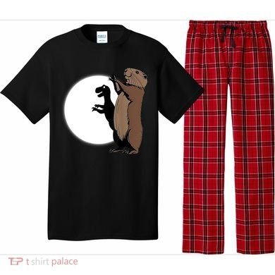 GroundhogS Dinosaur Shadow Puppet Funny Groundhog Day Pajama Set