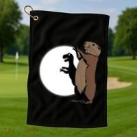GroundhogS Dinosaur Shadow Puppet Funny Groundhog Day Golf Towel thumb 1