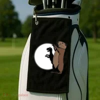 GroundhogS Dinosaur Shadow Puppet Funny Groundhog Day Golf Towel thumb 2