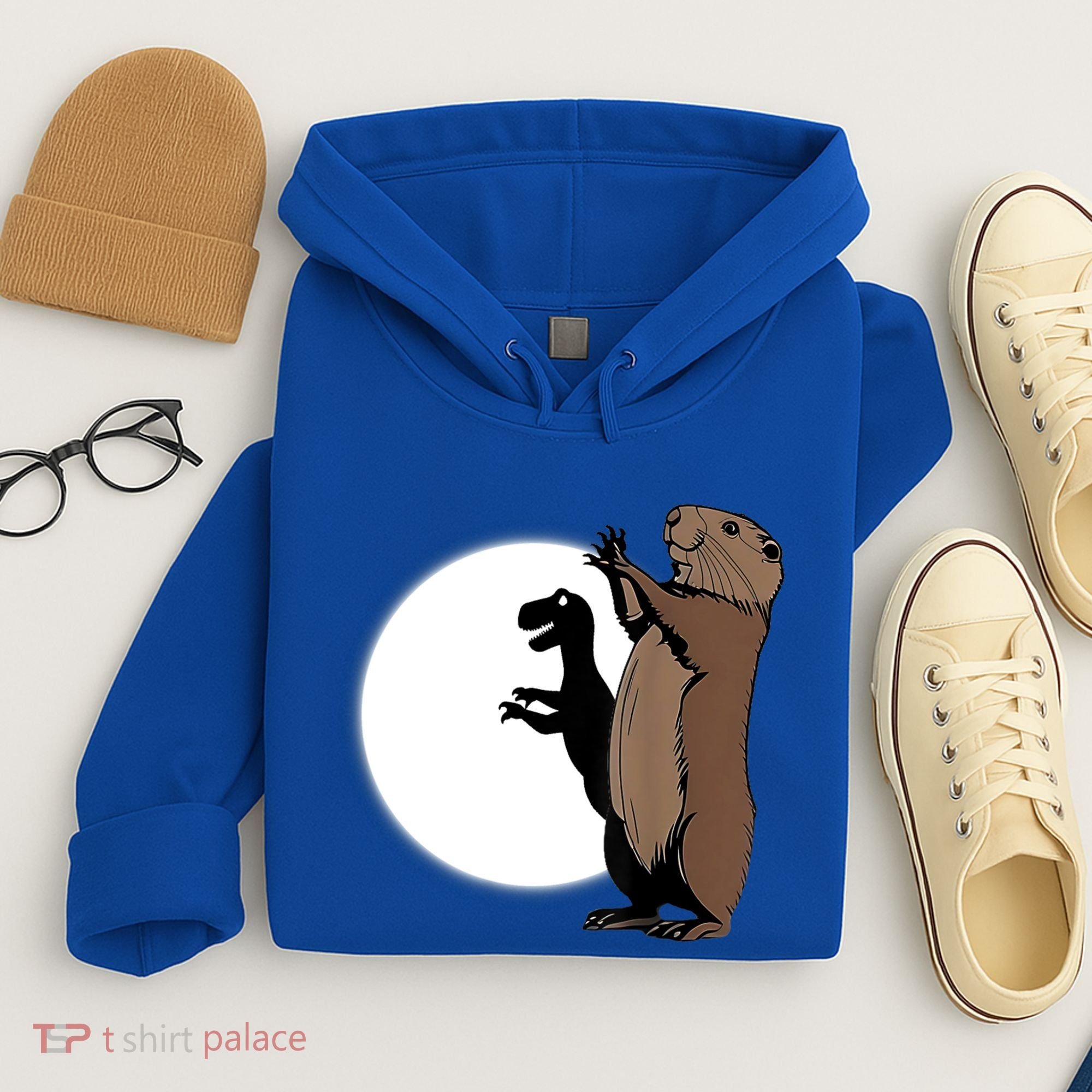 GroundhogS Dinosaur Shadow Puppet Funny Groundhog Day Hoodie