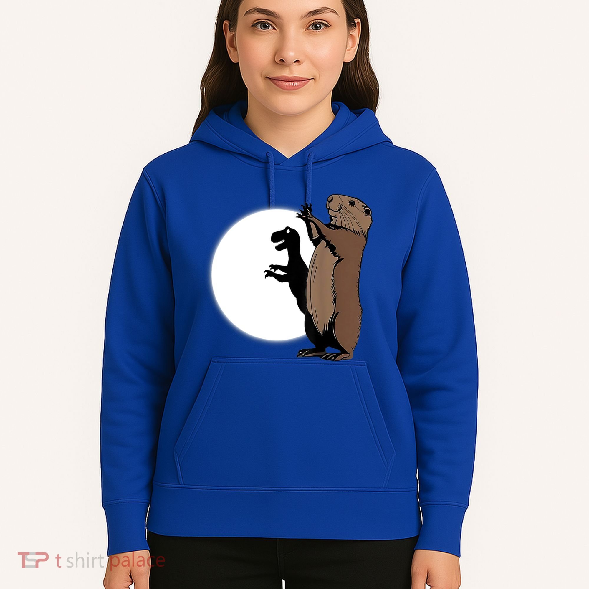 GroundhogS Dinosaur Shadow Puppet Funny Groundhog Day Hoodie