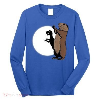 GroundhogS Dinosaur Shadow Puppet Funny Groundhog Day Long Sleeve Shirt