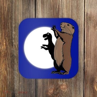 GroundhogS Dinosaur Shadow Puppet Funny Groundhog Day Coaster
