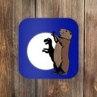 GroundhogS Dinosaur Shadow Puppet Funny Groundhog Day Coaster thumb 0