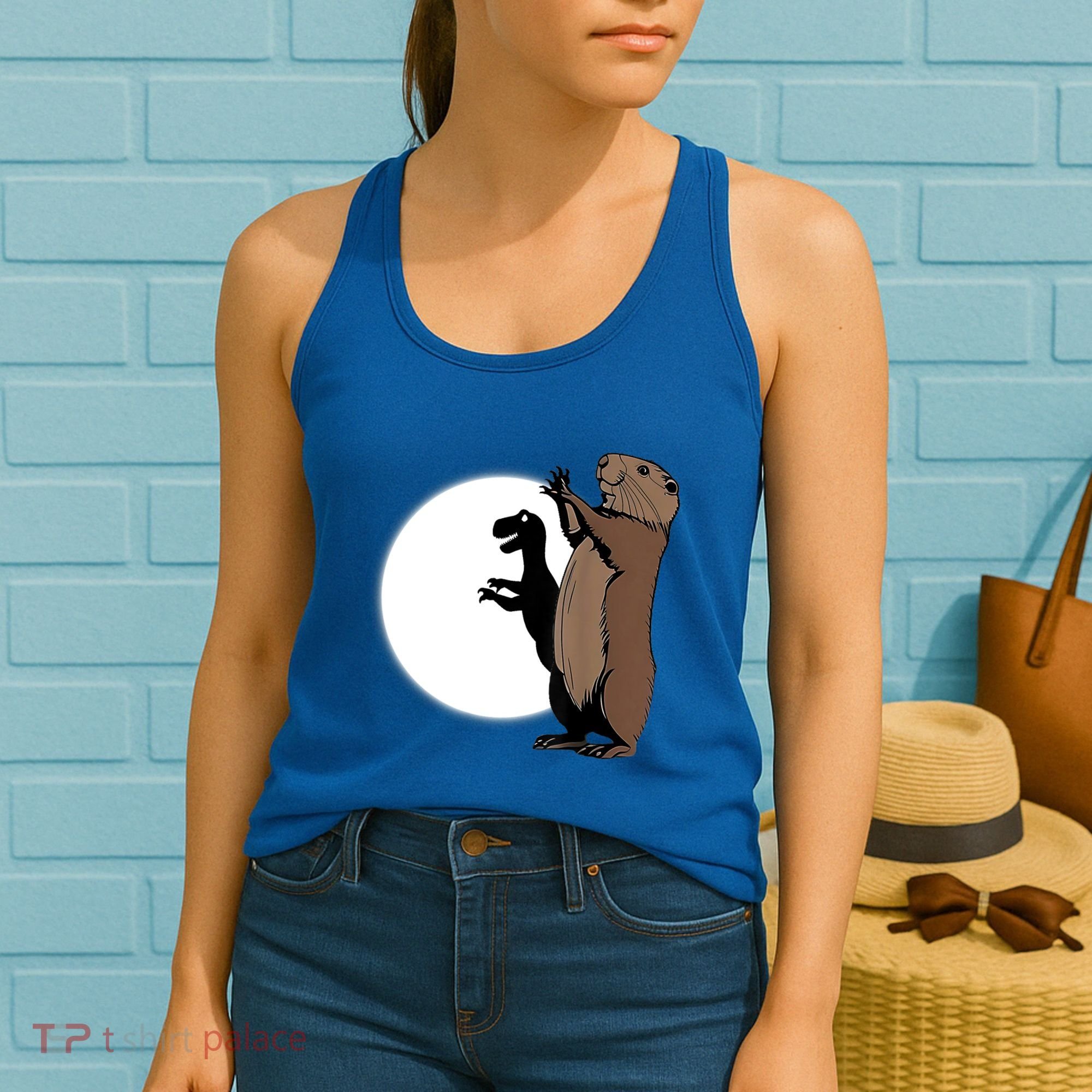 GroundhogS Dinosaur Shadow Puppet Funny Groundhog Day Women's Tank Top