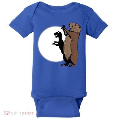 GroundhogS Dinosaur Shadow Puppet Funny Groundhog Day Baby Bodysuit
