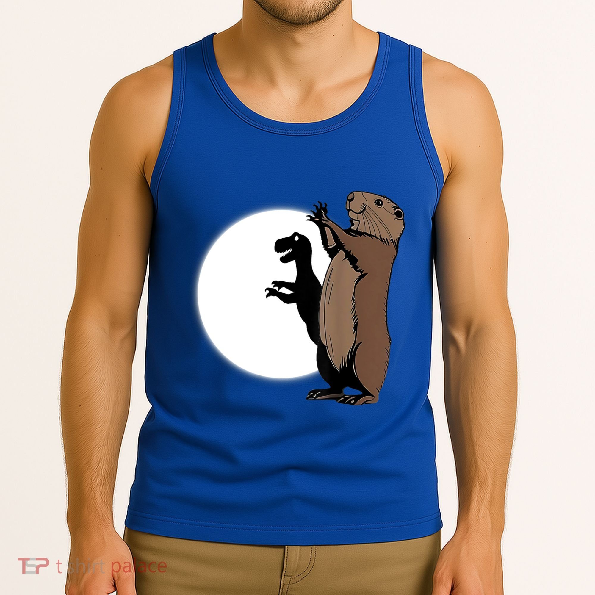 GroundhogS Dinosaur Shadow Puppet Funny Groundhog Day Tank Top