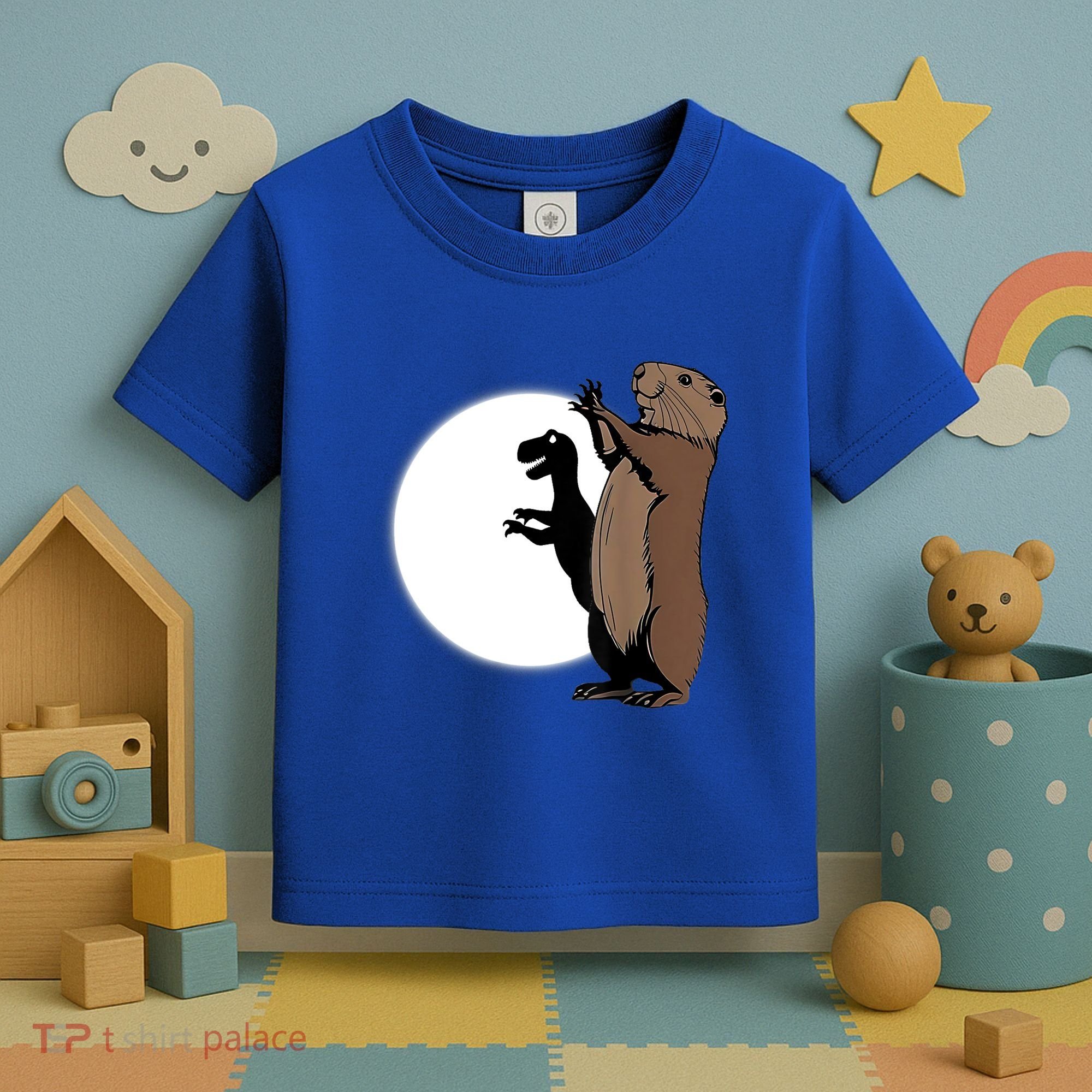 GroundhogS Dinosaur Shadow Puppet Funny Groundhog Day Toddler T-Shirt