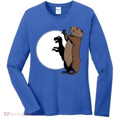 GroundhogS Dinosaur Shadow Puppet Funny Groundhog Day Women's Long Sleeve Shirt