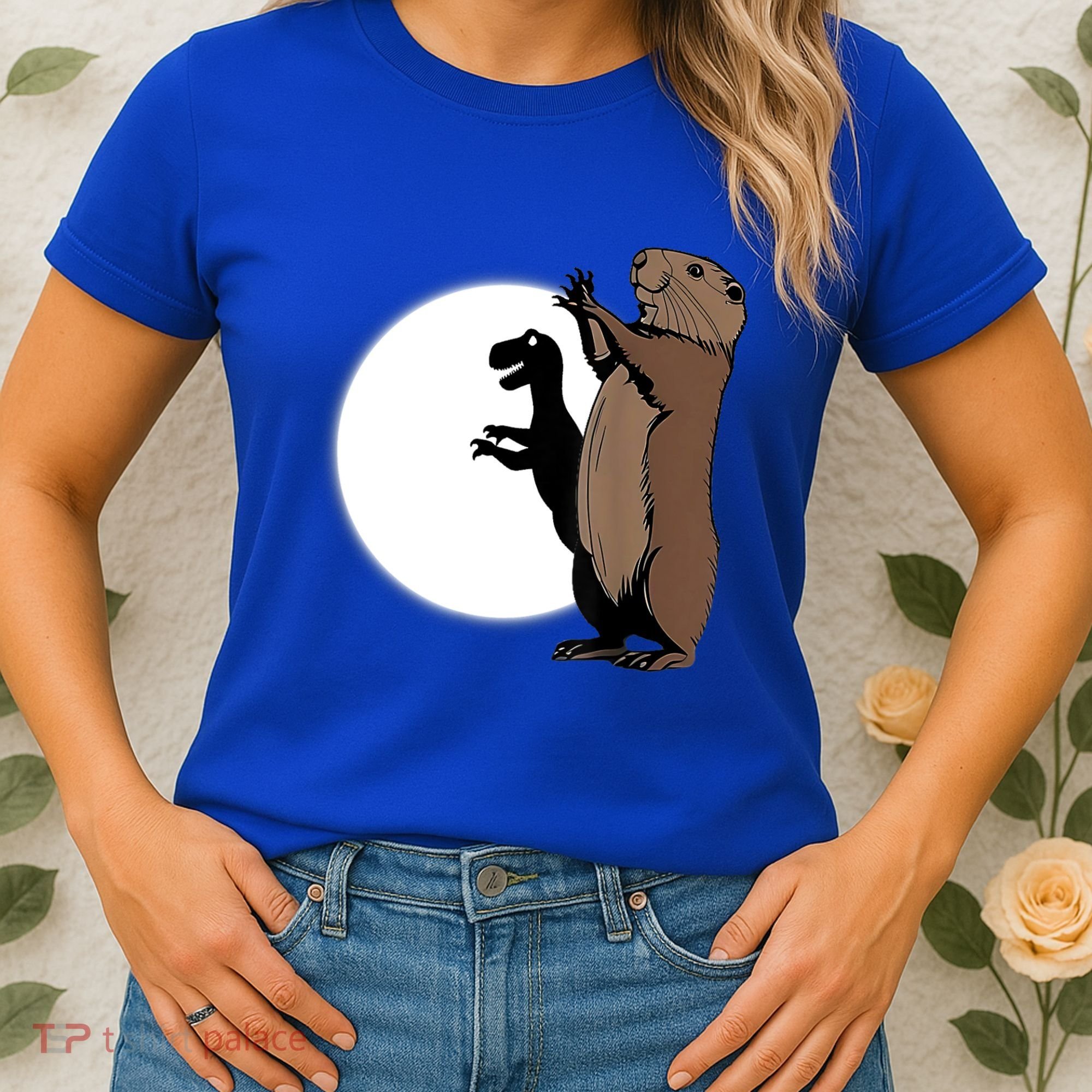 GroundhogS Dinosaur Shadow Puppet Funny Groundhog Day Women's T-Shirt