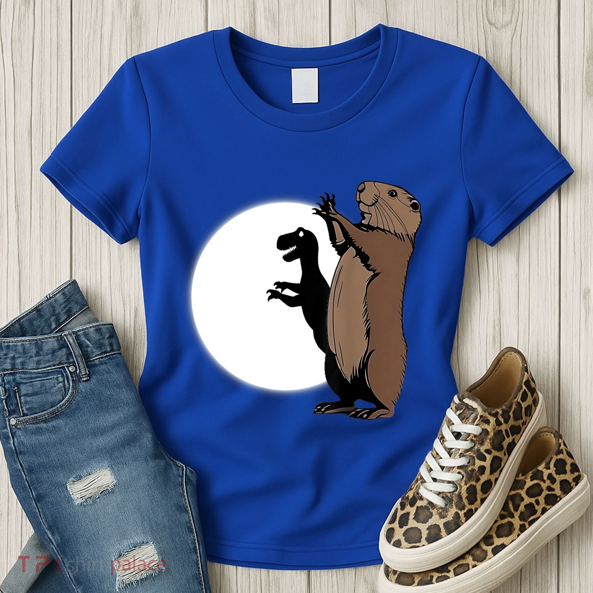 GroundhogS Dinosaur Shadow Puppet Funny Groundhog Day Women's T-Shirt