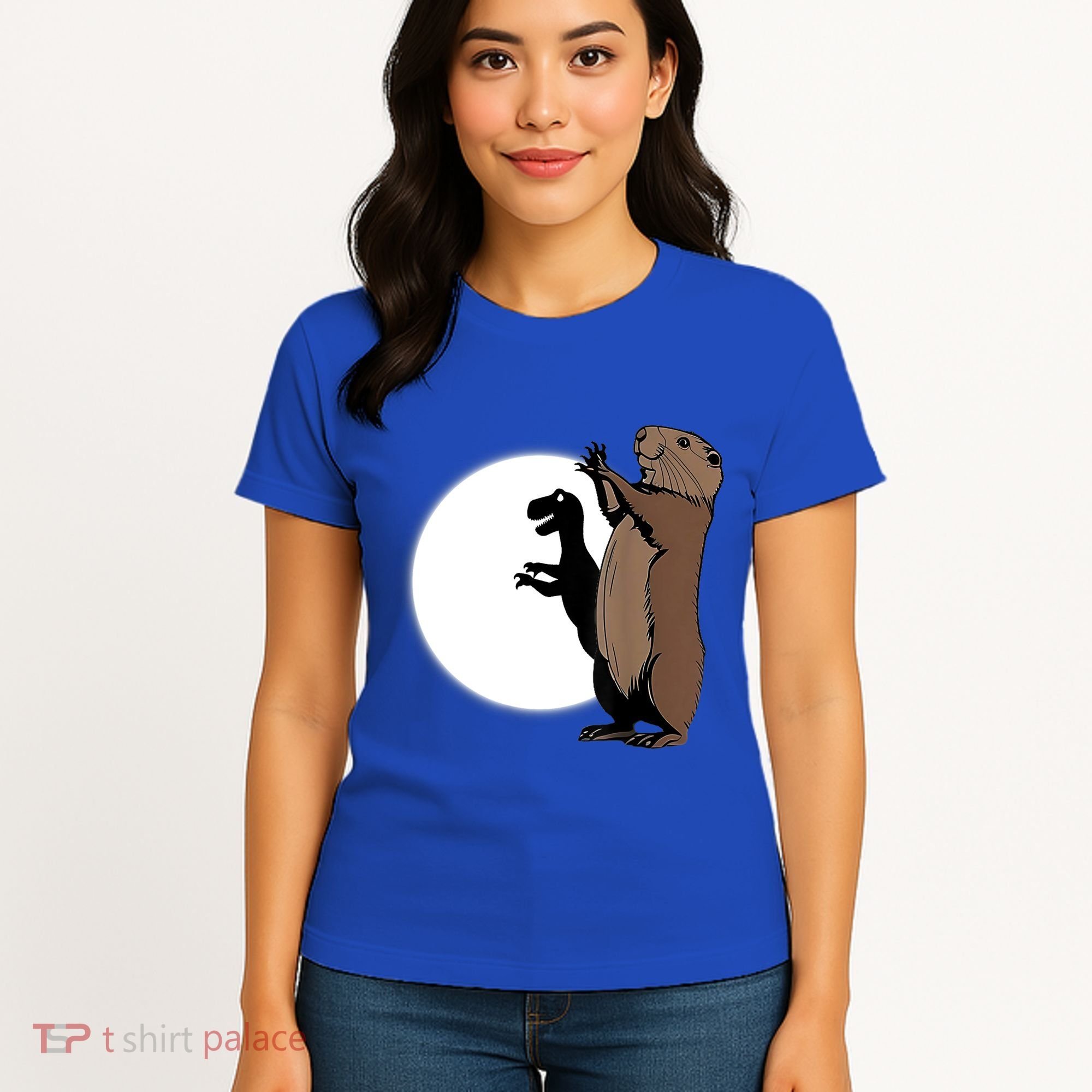 GroundhogS Dinosaur Shadow Puppet Funny Groundhog Day Women's T-Shirt
