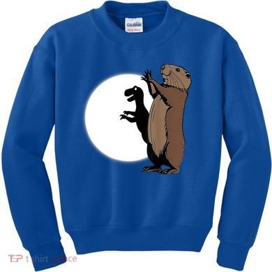 GroundhogS Dinosaur Shadow Puppet Funny Groundhog Day Kids Sweatshirt