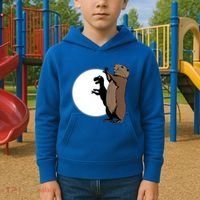 GroundhogS Dinosaur Shadow Puppet Funny Groundhog Day Kids Hoodie thumb 2