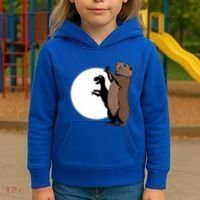 GroundhogS Dinosaur Shadow Puppet Funny Groundhog Day Kids Hoodie thumb 3