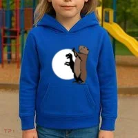 GroundhogS Dinosaur Shadow Puppet Funny Groundhog Day Kids Hoodie thumb 3
