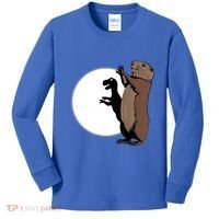 GroundhogS Dinosaur Shadow Puppet Funny Groundhog Day Kids Long Sleeve Shirt thumb 0