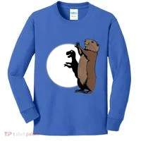GroundhogS Dinosaur Shadow Puppet Funny Groundhog Day Kids Long Sleeve Shirt thumb 0