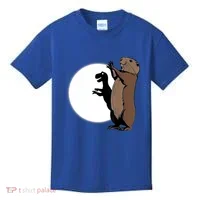 GroundhogS Dinosaur Shadow Puppet Funny Groundhog Day Kids T-Shirt thumb 0