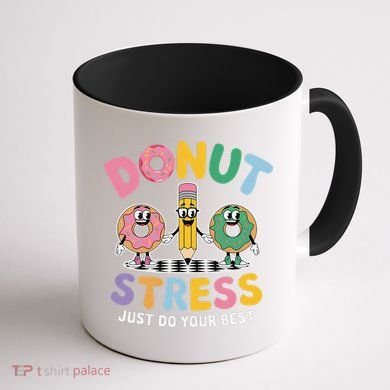 Groovy Donut Stress Just Do Your Best Testing Day Teachers Coffee Mug back