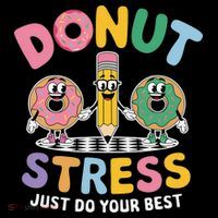 Groovy Donut Stress Just Do Your Best Testing Day Teachers Ornament thumb 1